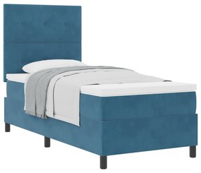 Cama Box com Colchão vidaXL Azul Escuro 80x200 cm Veludo