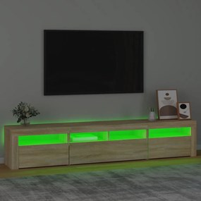 Móvel de TV com luzes LED 210x35x40 cm carvalho sonoma