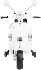 Vespa elétrica para Crianças 12V Scooter, Rodas Espuma EVA assento couro ecológico Branca