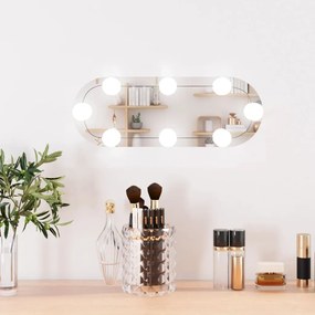 vidaXL Espelho de parede oval com luzes LED 15x40 cm vidro