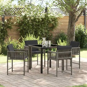 vidaXL Conjunto de Jantar para Jardim 5 pcs Cinzeto vime PE