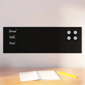 vidaXL Quadro magnético de parede 60x20 cm vidro temperado preto