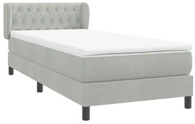 Cama com molas/colchão cinzento-claro 80x220 cm veludo