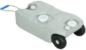 Depósito de Água 40 L com Rodas Portátil com Pega Metálica e Torneira para Caravanas Autocaravanas Campismo ao Ar Livre 37x23x80 cm Cinzento