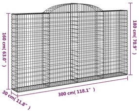 Cesto gabião arqueado 300x30x160/180 cm ferro galvanizado