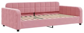 Sofá-cama com gavetão e gavetas 90x200 cm veludo rosa