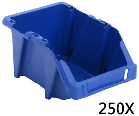 vidaXL Caixas de arrumação empilháveis 250 pcs 103x165x76 mm azul