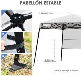 Tenda com abertura automática e pernas inclinadas 182 x 182 cm de proteção solar para exterior branco