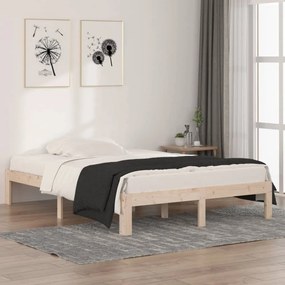 Estrutura de cama casal 135x190 cm madeira maciça