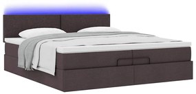 Estrutura de cama otomana com colchões tecido castanho escuro