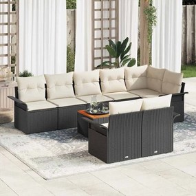 vidaXL Conjunto de Sofá de Jardim 9 pcs Preto e Creme vime PE