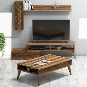 Conjunto de Mobiliário de Sala Planet – Nogueira – TV: 150x37x38 cm, P