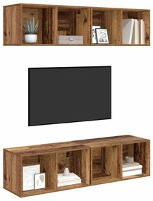 Gabinete de TV de Parede 4 pcs Madeira antiga 37 x 37 x 72 cm