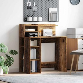 vidaXL Mesa com Armazenamento Madeira Antiga 90 x 48 x 101,5 cm