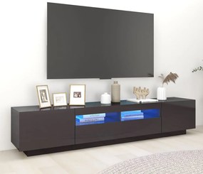 vidaXL Móvel de TV com luzes LED 200x35x40 cm cinzento brilhante