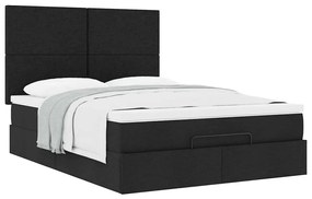 Estrutura de cama otomana com colchão 140x190 cm tecido preto