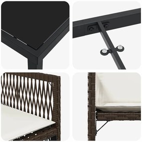 Conjunto de Jantar de Jardim de 5 Peças com Almofadas Castanho e Ratta
