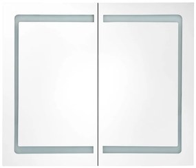 Armário espelhado casa de banho LED 80x12x68 cm cinza brilhante