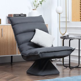 Poltrona giratória de 360° com encosto reclinável, design estofado, 62 x 62 x 95 cm, cinzento escuro