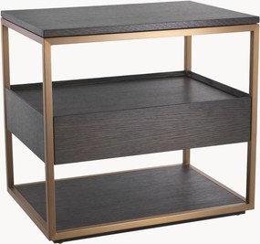 Mesa de cabeceira em metal e madeira com gaveta Parker