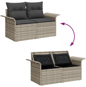 Conjunto de Sofá de Jardim vidaXL de 5 Peças com Almofadas Cinza Claro