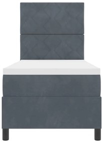 Cama Box Spring vidaXL com Colchão &amp; LED Cinza Escuro 80x200 cm Veludo