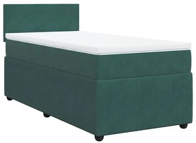 Cama com molas/colchão 90x190 cm veludo verde-escuro