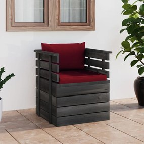 vidaXL Poltrona de jardim com almofadões madeira de pinho