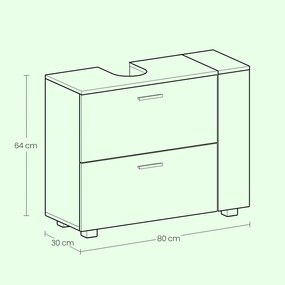 Armário casa de banho para lavatório (não incluido), compartimentos abertos 30 x 80 x 64 cm Branco 