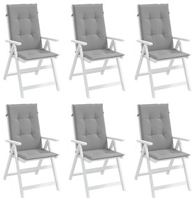 Almofadões para cadeiras altas de jardim 6 pcs tecido cinzento