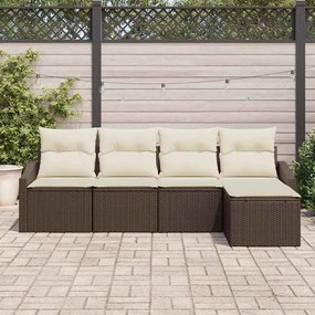 Conjunto de Jantar para Jardim com 5 Peças e Almofadas em Rattan e Pol