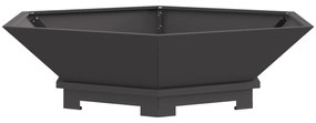 Fogueira Hexagonal vidaXL Preta 100x100x28 cm Aço