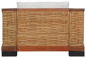 2 pcs conjunto de sofás com almofadões vime natural castanho
