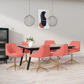 vidaXL Cadeiras de jantar giratórias 6 pcs veludo rosa