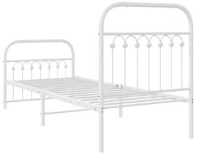 Estrutura de cama com cabeceira e pés 80x200 cm metal branco