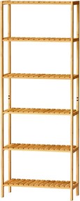 Estante casa banho em bambu com 6 prateleiras 26 x 60 x 160,9 cm Bege
