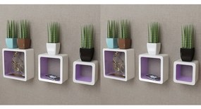 vidaXL Prateleiras de parede cubo 6 pcs branco e violeta