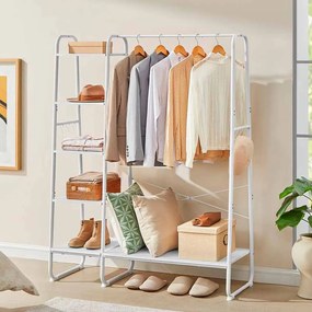 Guarda roupa aberto com prateleiras e com 6 ganchos 45 x 120 x 160 cm branco
