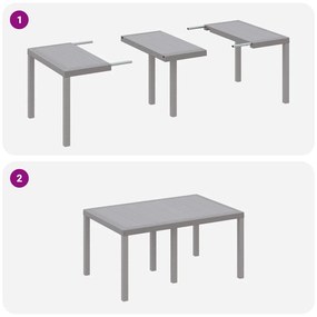 Conjunto de Jantar para Jardim 7 pcs Cinzento-claro