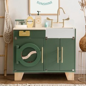 Máquina de lavar multifuncional para Crianças de madeira 70 x 58 x 29 cm Verde vintage