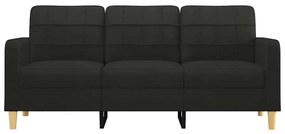 Sofá de 3 lugares tecido 180 cm preto
