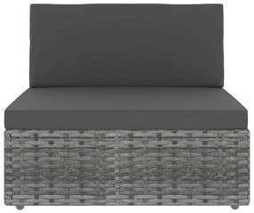 6 pcs conjunto lounge de jardim c/ almofadões vime PE cinzento