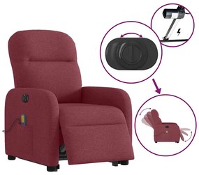 Poltrona elevatória de massagens elétrica tecido vermelho tinto