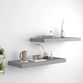 vidaXL Prateleiras de parede suspensas 2 pcs 60x23,5x3,8cm MDF cinza