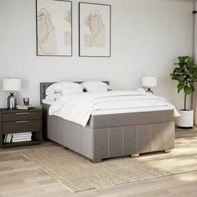 Cama com molas/colchão 140x190 cm tecido castanho-acinzentado