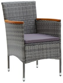 Conjunto de Jantar de Jardim de 9 Peças Cinza Rattan Poliéster