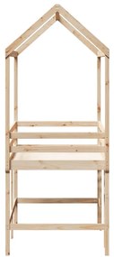 Cama alta c/ escada e telhado 90x190 cm pinho maciço
