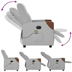 Poltrona massagens reclinável elétrica tecido cinzento-nublado