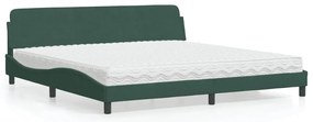 vidaXL Cama com colchão Dover 200x200 cm veludo verde-escuro