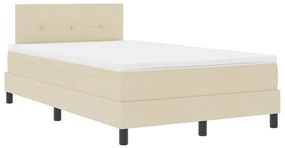 Cama Box Spring com Colchão e LED Creme 120x200 cm Tecido